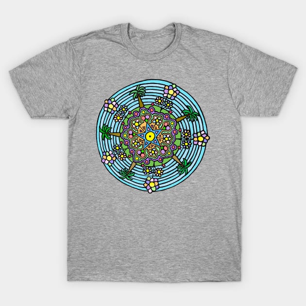 Tropical Flower Mandala T-Shirt by gorff